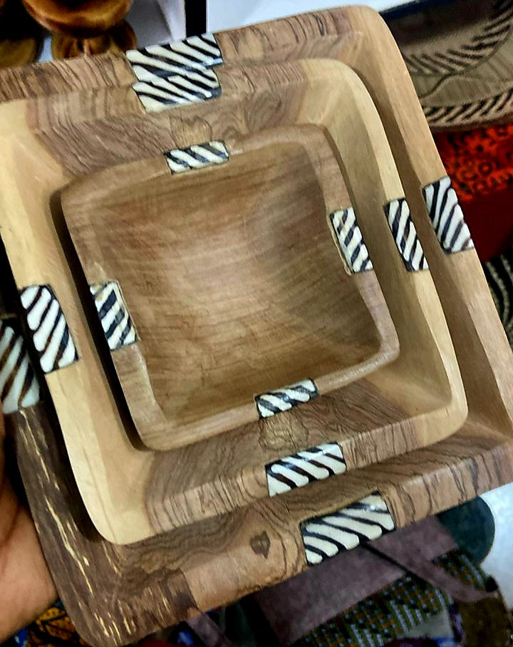 3pc set of wooden bowls