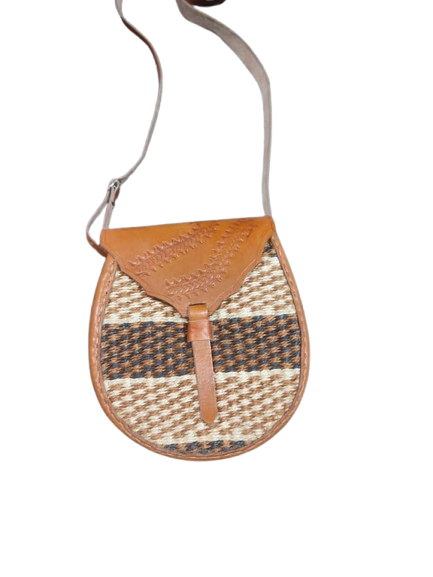 Leather and sisal crossbag