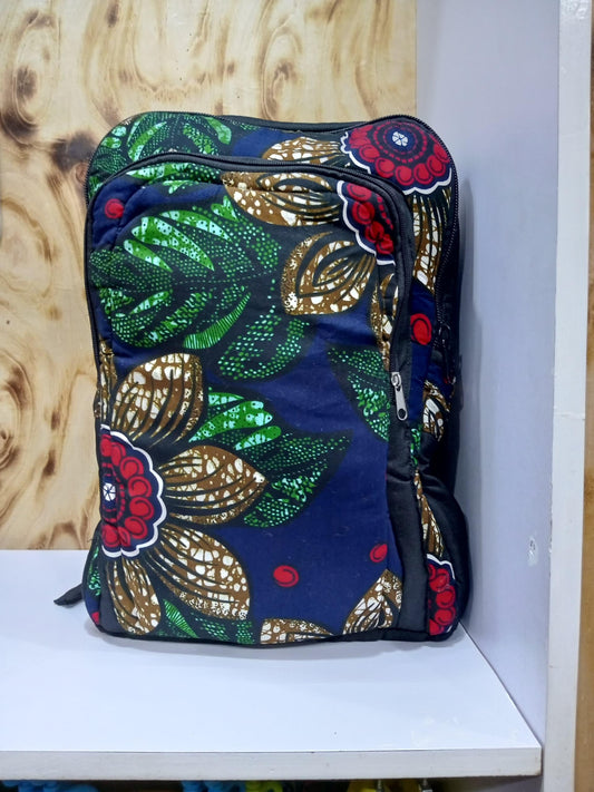 African print back packs