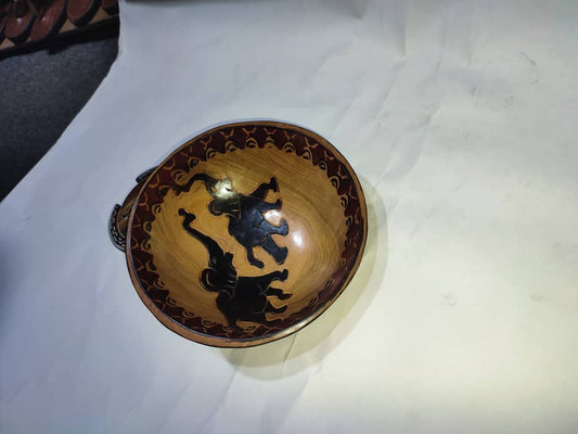 Decorated wooden bowl